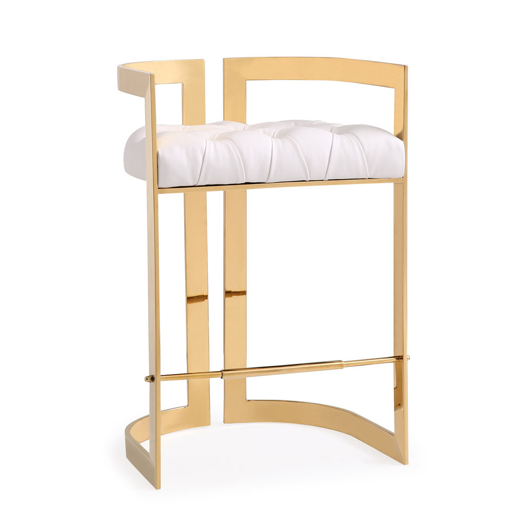 Majestic Gold Counter Chair: White Leatherette